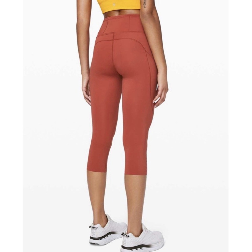 Lululemon Fast Free Crop II 19" Leggings Pockets 6 Cayenne Pickleball Running